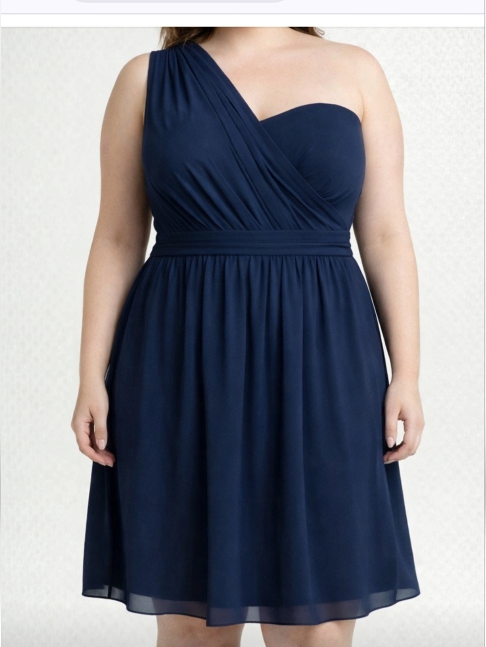 David's Bridal Midnight Blue One Shoulder Fit And Flare Tulle Mini Dress Size 16